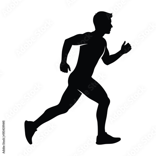 Silhouette of a man running quickly in motion  athletic and fit male figure