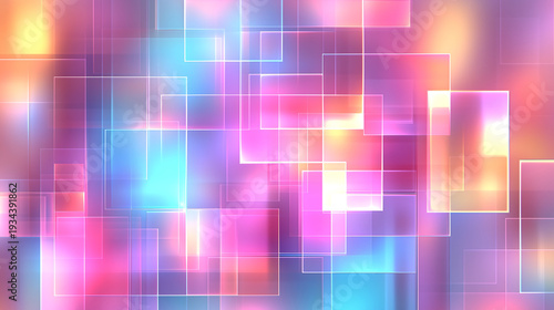 Vibrant abstract background with colorful squares and blurred lights.