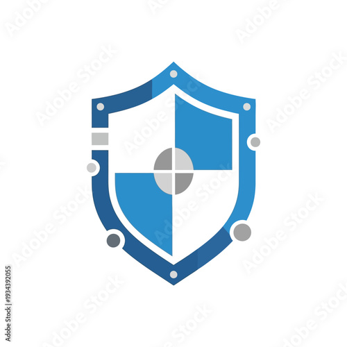 Blue Shield Icon with Cross.