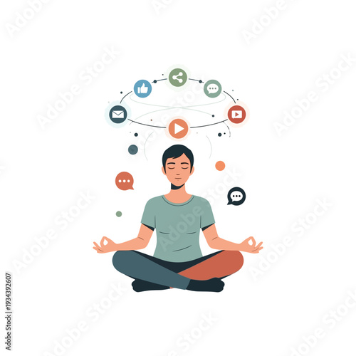 Man Meditating in Lotus Position.