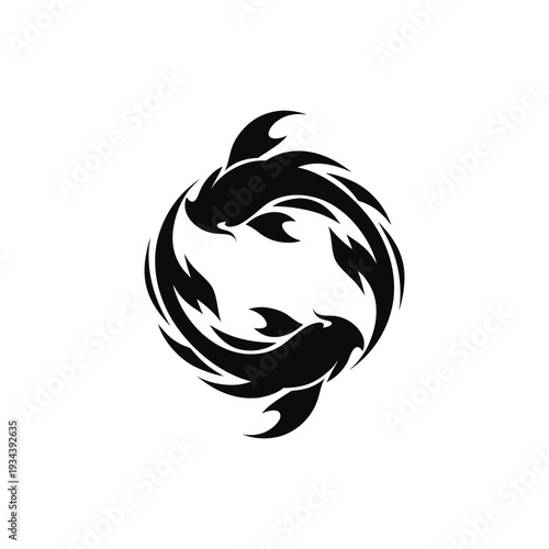 Abstract Minimalist Dolphin Circle Design Element isolated on White Background