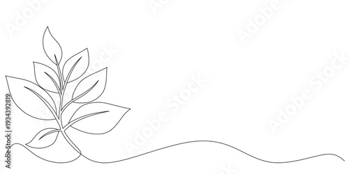 Leaf environment line art style grows leaves vector EPS 10