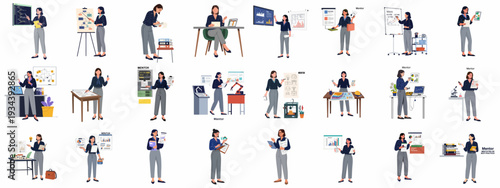 Empowered women in diverse professional roles, including technology, data analysis, project management, scientific research, and mentorship, showcasing expertise and innovation in modern workplaces.