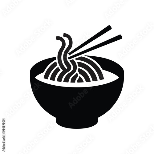 Minimalist Noodle Illustration in Monochrome Style with Calm Mood isolated on White Background