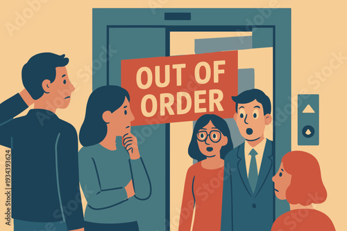 Fake "Out of Order" Sign on Working Elevator Prank Scene