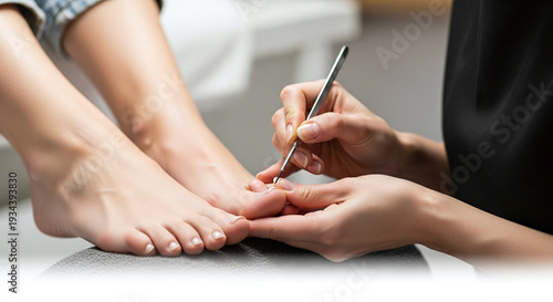 Professional spa pedicure for beautiful feet, a relaxing self-care treatment ensuring pristine nail care and healthy skin rejuvenation in a clean salon environment