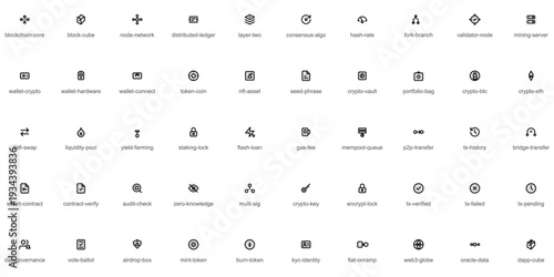 Web3 Blockchain & DeFi Ecosystem Vector Line Icon Set