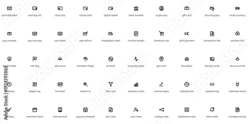 Payment Gateway & Fraud Prevention Vector Line Icons