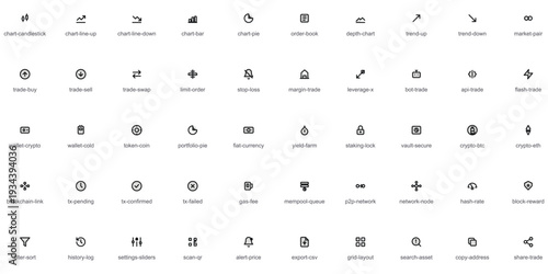 Crypto Trading Platform & Exchange Vector Line Icons