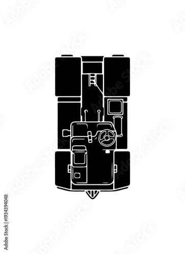 Industrial, mechanical, black and white, vector illustration, blueprint, technical drawing