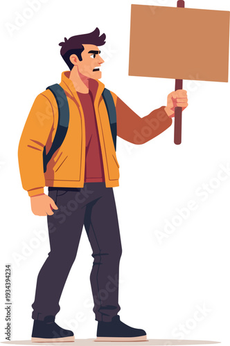 uomo che protesta manifestazione riunione politica azione vettoriale 