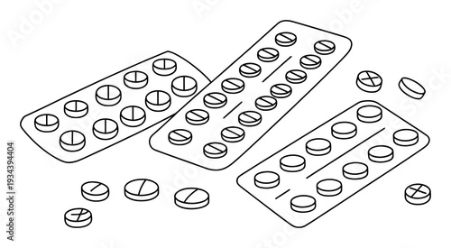 Blister Packs and Pills Medication Vector Illustration