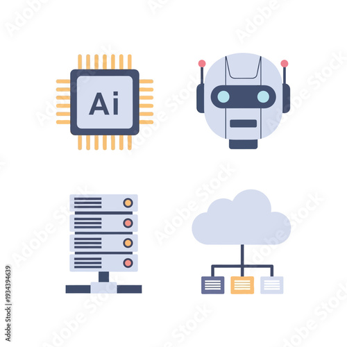 Robot with microchip and server.