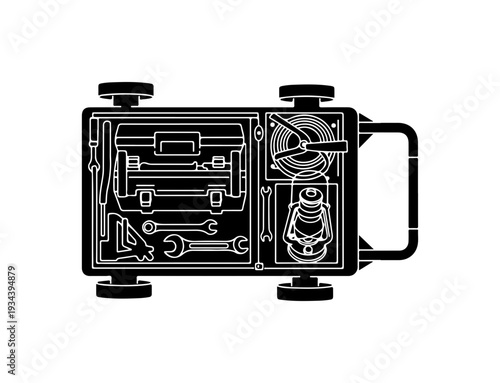 toolbox, tool box, black, vector, illustration, equipment, hardware