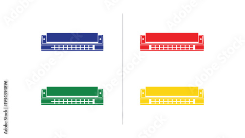 Four differently colored server rack memory modules displayed side by side