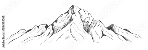 Mountain Peak Hand Drawn Sketch Vector Illustration