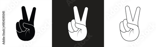 Flat icon of a V-shaped hand gesture for victory or peace, suitable for applications and websites. Vector illustration