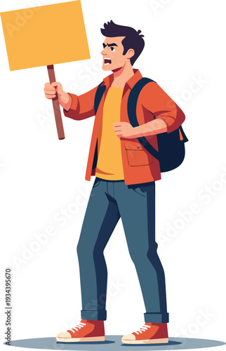 uomo che protesta manifestazione riunione politica azione vettoriale 