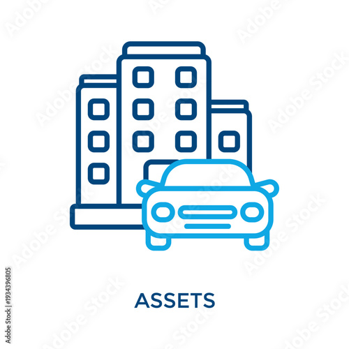 Assets Icon Outline Color Style. Vector Illustration For Graphic Design