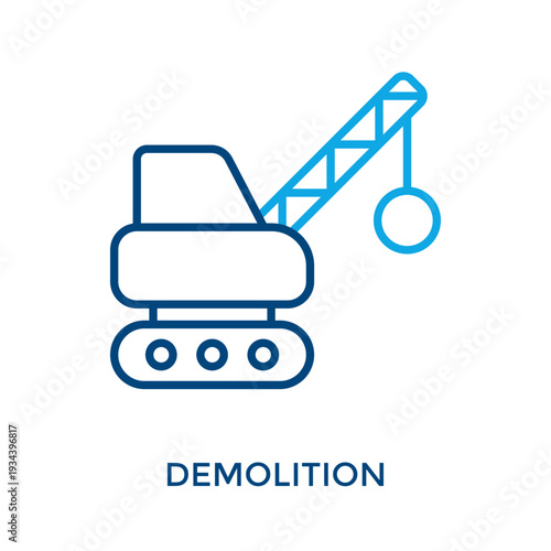 Demolition Icon Outline Color Style. Vector Illustration For Graphic Design