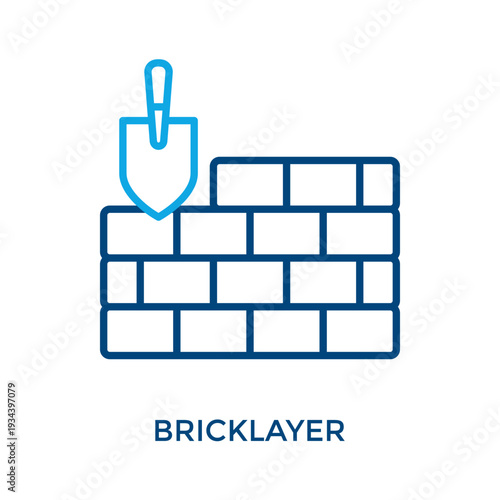 Bricklayer Icon Outline Color Style. Vector Illustration For Graphic Design