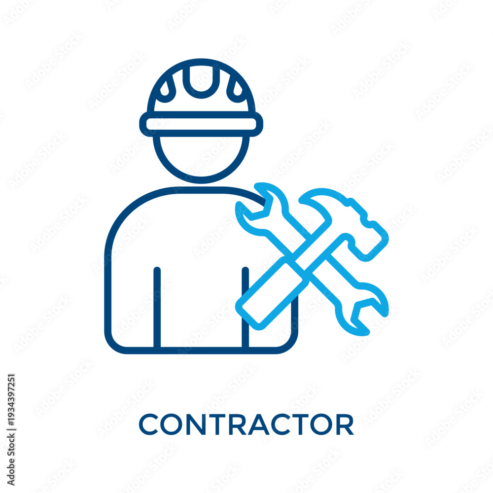 Naklejka premium Contractor Icon Outline Color Style. Vector Illustration For Graphic Design