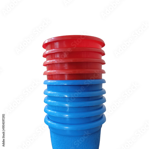 Wallpaper Mural Stack of red and blue plastic flower pots, one inside another, studio shot on transparent background Torontodigital.ca