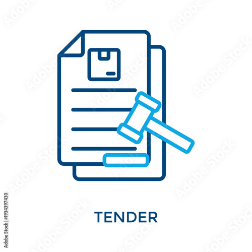 Tender Icon Outline Color Style. Vector Illustration For Graphic Design