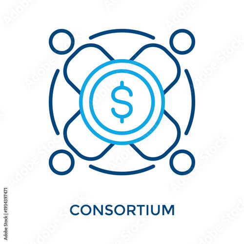 Consortium Icon Outline Color Style. Vector Illustration For Graphic Design