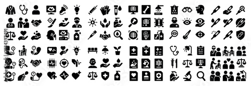 Medical icons with doctor stethoscope syringe outline