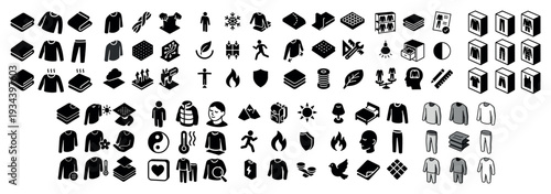 Clothing icons with sweater pants jacket minimal
