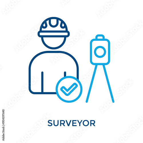Surveyor Icon Outline Color Style. Vector Illustration For Graphic Design