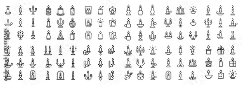 Candle icons with flame holder wick outline