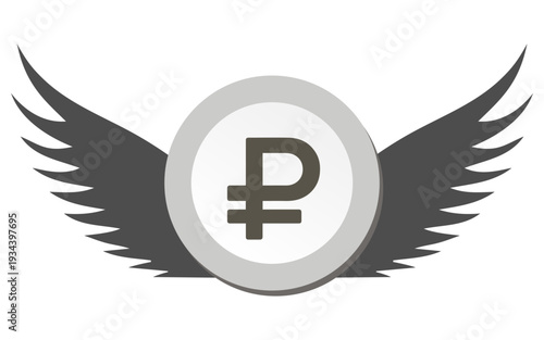 peso currency symbol with wings stock image, png peso currency sign with wings, flying peso currency sign