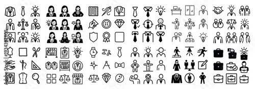Corporate icons with person tie suit outline