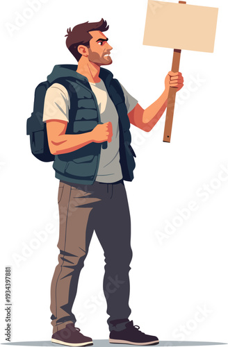 uomo che protesta manifestazione riunione politica azione vettoriale 