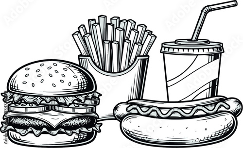 Classic Fast Food Combo Illustration