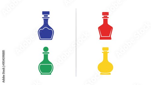 Colorful abstract vases and pawns arranged in contrasting pairs