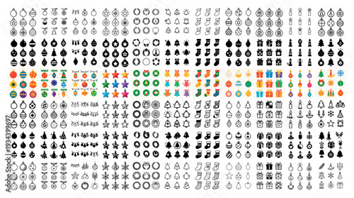 Holiday icons with ornament gift star colorful