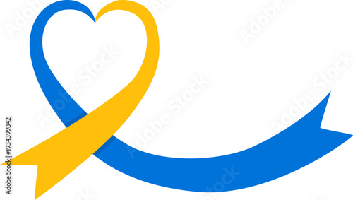 Blue and yellow awareness ribbon