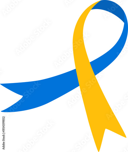 Blue and yellow awareness ribbon
