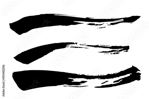 黒の筆ブラシストロークデザイン素材