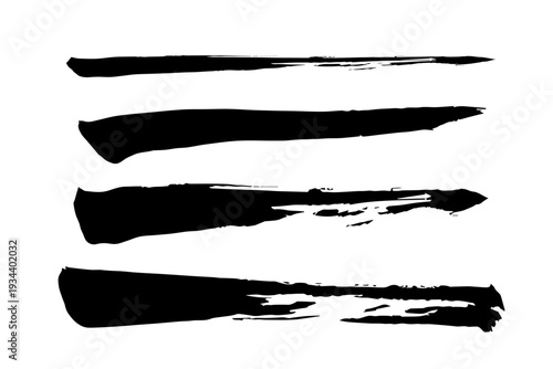 黒の筆ブラシストロークデザイン素材