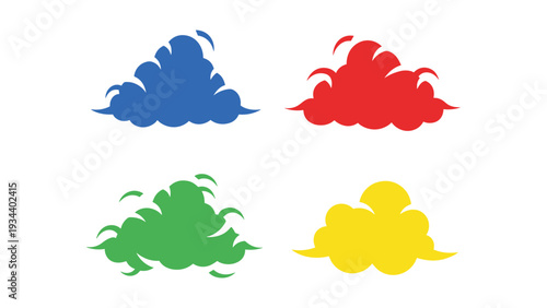 Four colorful cartoon clouds in a grid formation