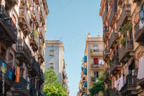 La Barceloneta old buildings in Barcelona, Spain