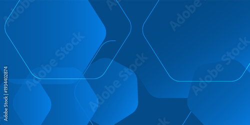 Abstract Blue Hexagon Background with Futuristic Geometric Shapes and Digital Network Lines for Technology and Business Corporate Identity. vector illustration