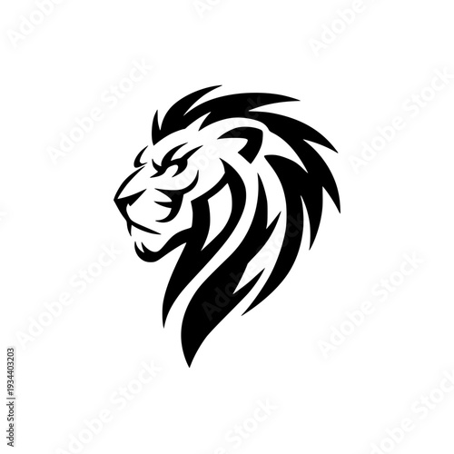 Majestic lion head in bold black and white vector illustration