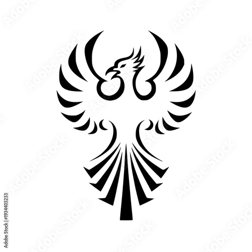 Majestic phoenix rising with powerful wings spread wide