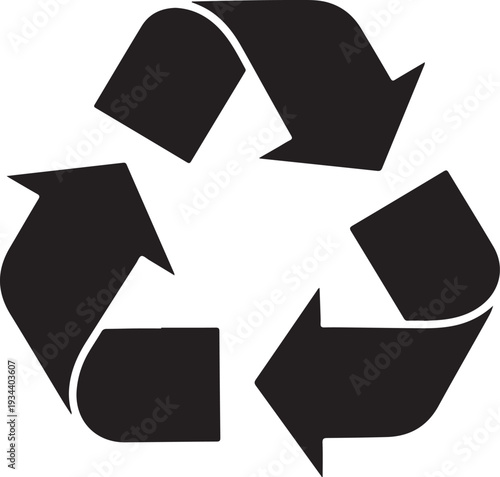 Recycling symbol made of black arrows on white background