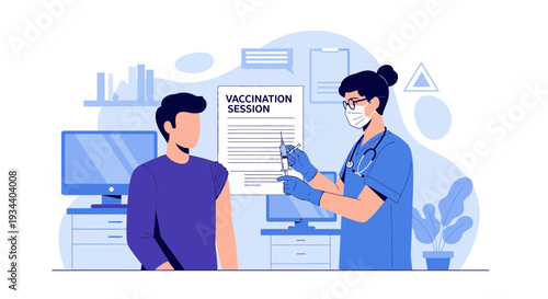 Doctor Administering Vaccine Injection to Patient in Clinic